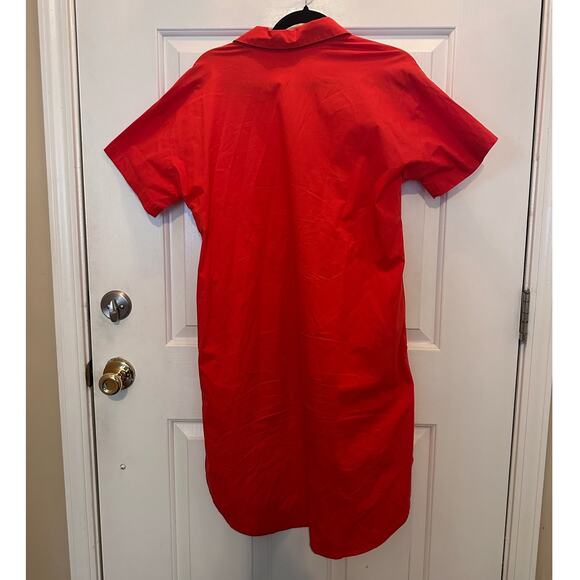 Eileen Fisher Short Sleeve Knee Length Button Up Shirt Dress Red Women's Size XS - Picture 5 of 7